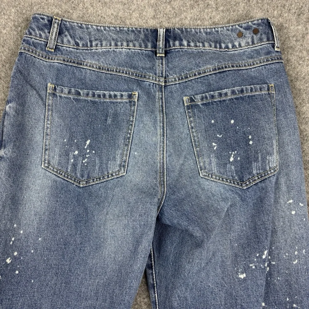 Cabi Jeans Women's 8 Distressed Straight‎ Leg Blue Denim Urban Casual Y2K Style